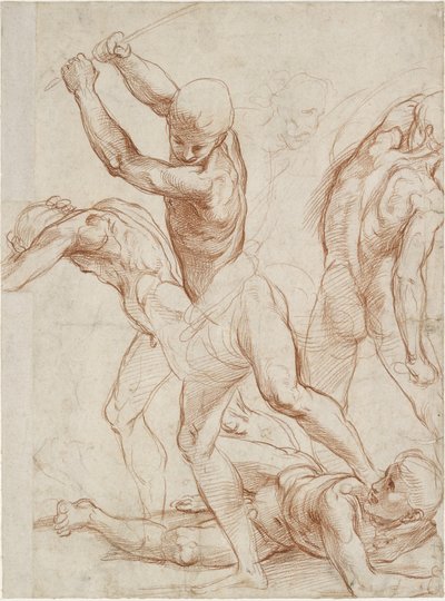 Combattimento di cinque uomini (recto). Alcuni leggeri studi di figure (verso) da Raffaello Sanzio Raphael